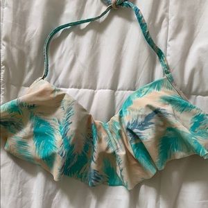 Palm leave print halter bikini top!